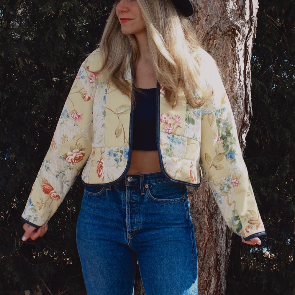 Quilted cropped spring jacket